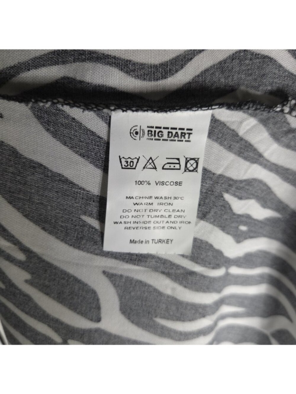 Big Dart Women Button Up Shirt 2X Long Sleeve Zebra Print High Low Black White - Picture 16 of 16